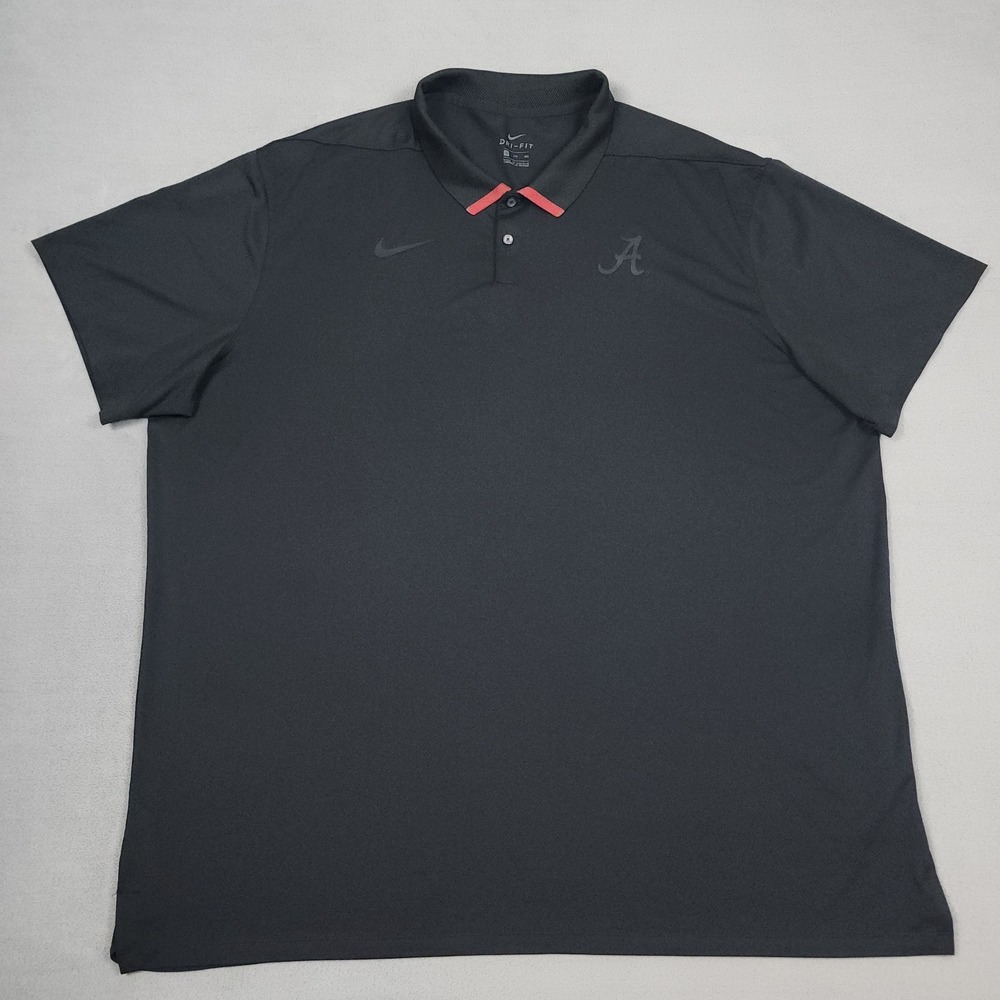 Nike Alabama Crimson Tide Polo Shirt Mens 3XL Black Dri Fit Coaches Sideline